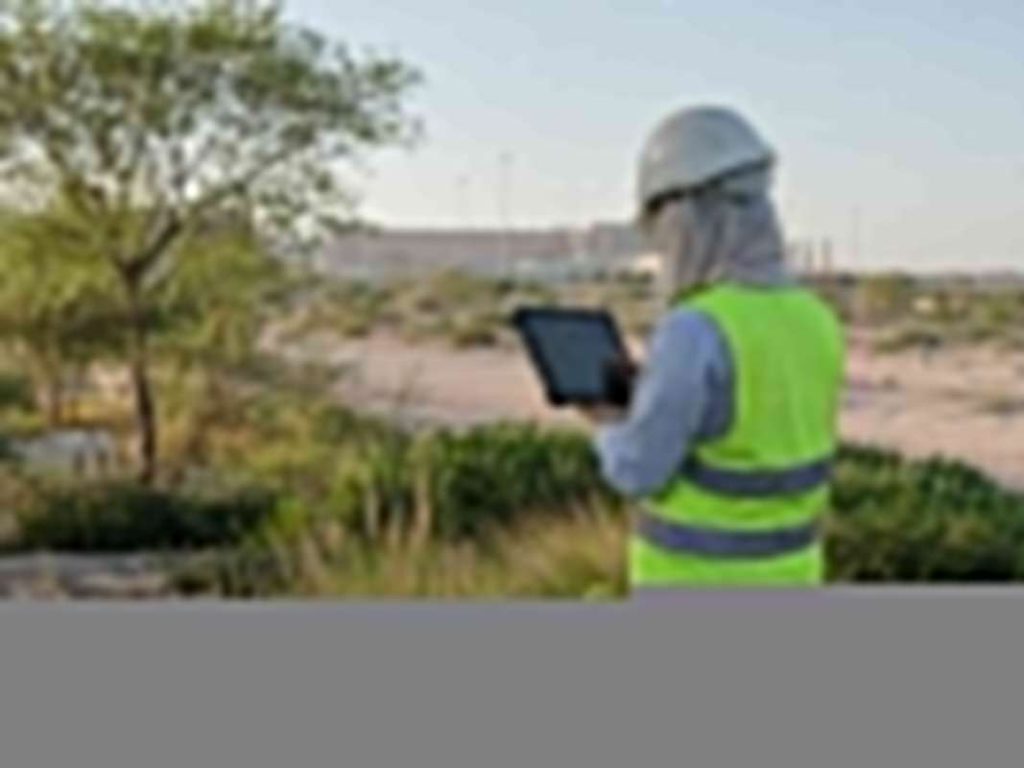 Environmental specialist conducting a field assessment